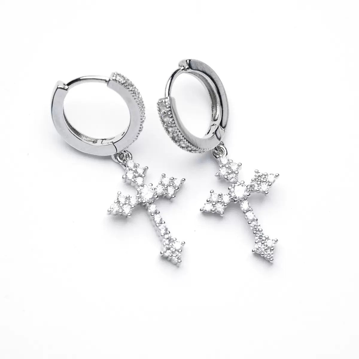 Super Flash Cross Earrings For Women 2025 New Hot Style High-End Cold Style Earrings Simple Diamond Earrings
