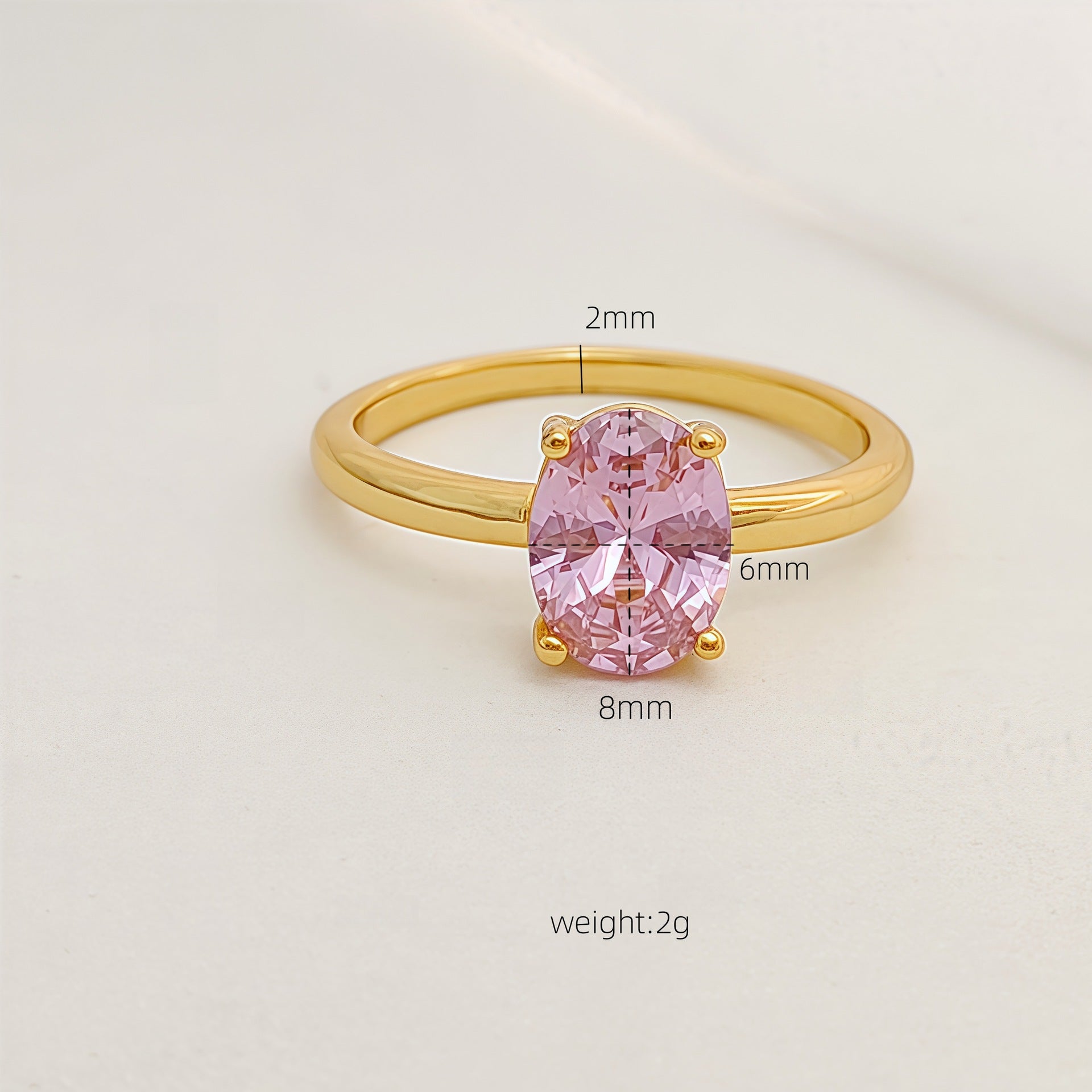 Cross-Border Hot-Selling New Model Factory Direct Batch Electroplated Real Gold Super Flash Oval Zircon Ring Women's Light Luxury High-End Ring