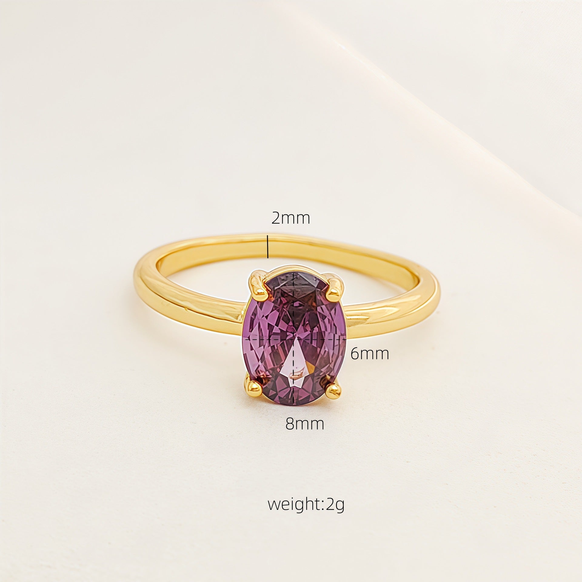 Cross-Border Hot-Selling New Model Factory Direct Batch Electroplated Real Gold Super Flash Oval Zircon Ring Women's Light Luxury High-End Ring